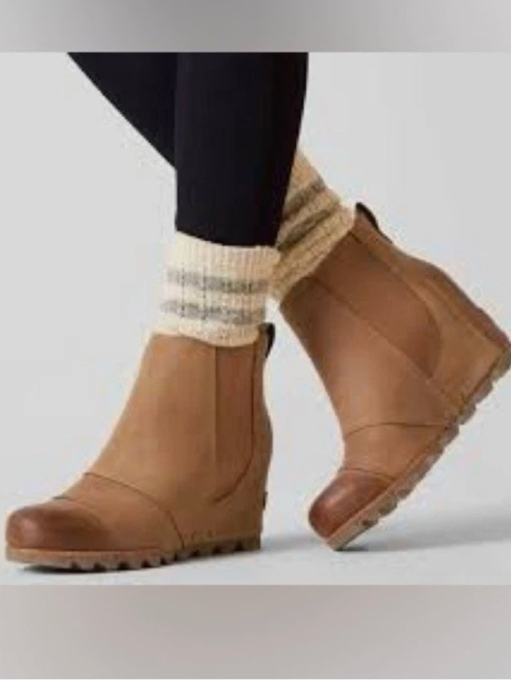 SOREL Women's Tan Camel Brown LEA Hidden Wedge Ankle Booties Pull On Size 10